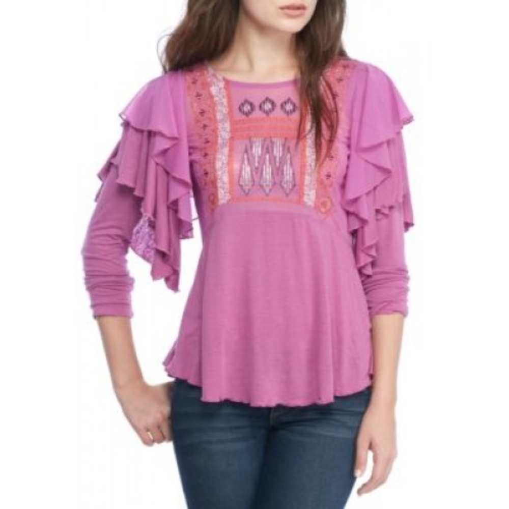 Free People La Cienega Embroidered top
